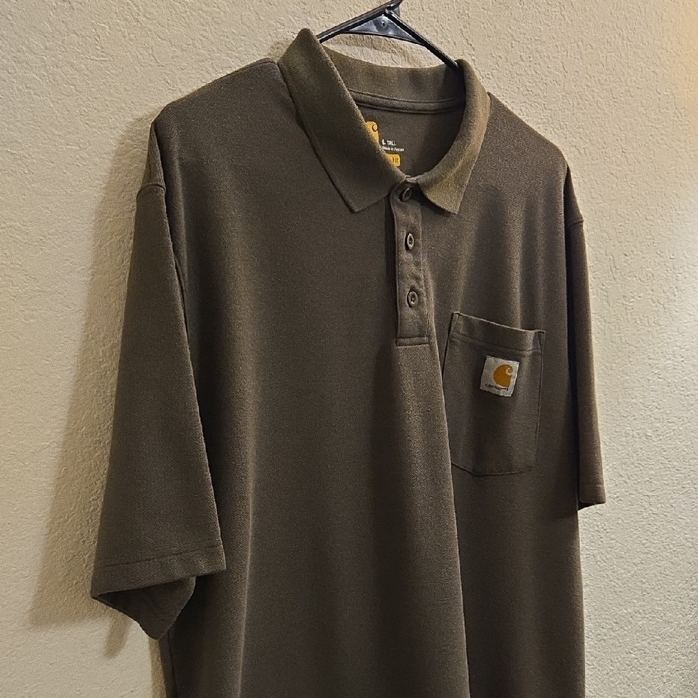 Carhartt Pocket Polo Shirt - Olive Green - Large Tall - Picture 2 of 14